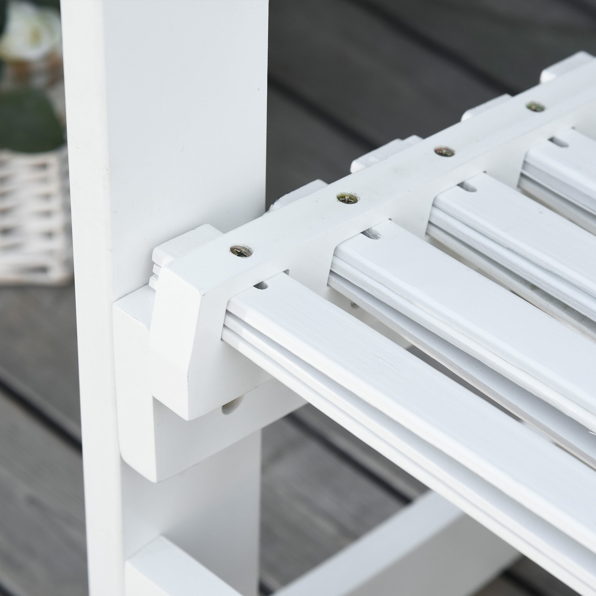 Outsunny Patio Rocking Chair Non-slip Porch Rocker for Balcony Garden Terrace Bamboo White