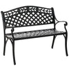 Outsunny 2-seater Aluminum Garden Bench Outdoor Loveseat Chair for Outdoor, Patio, Yard, Lawn with Floral Pattern