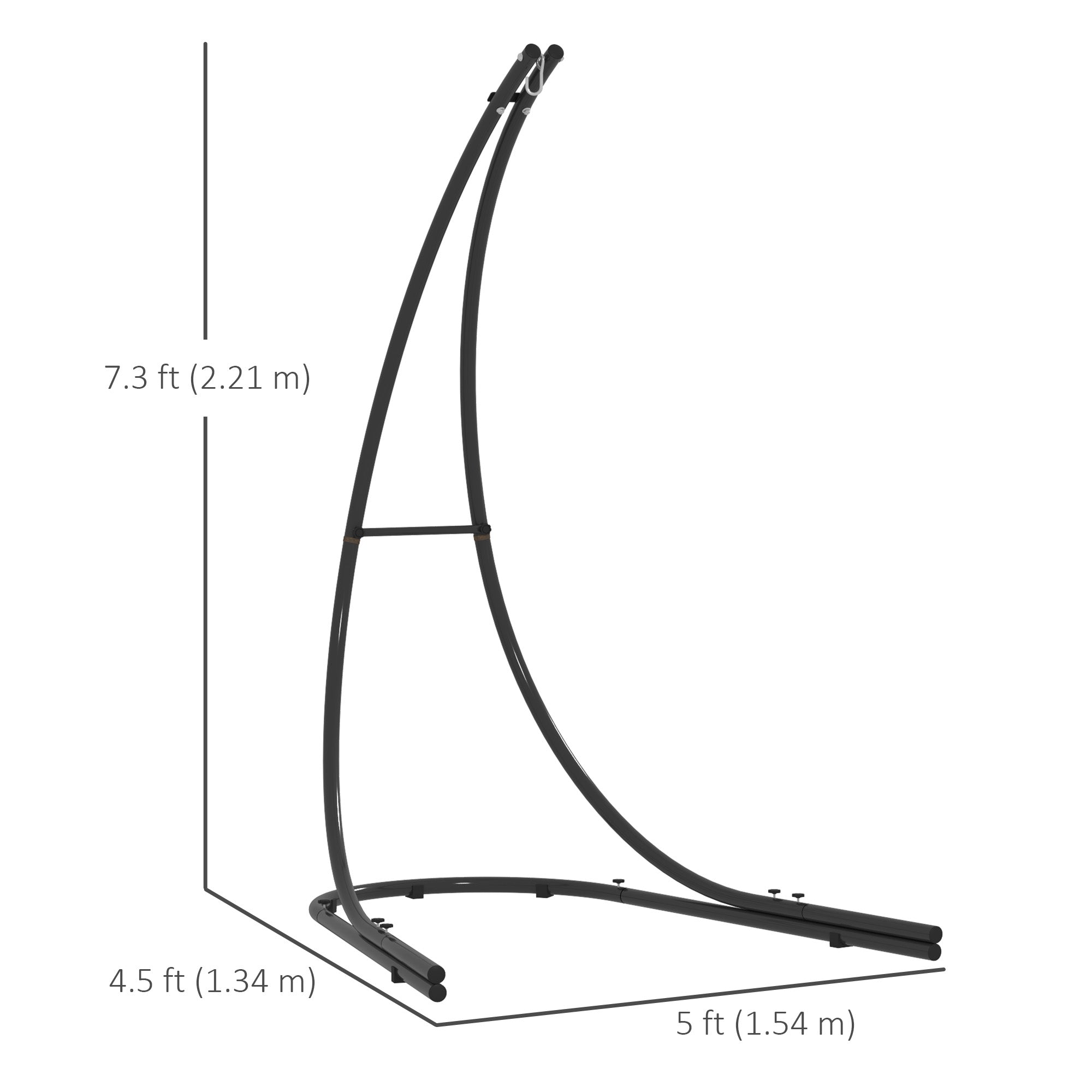 Outsunny Hammock Chair Stand, Heavy Duty Steel Hammock Stand Only with Extra Large Base, Single Hanging Egg Chair Swing Frame for Indoor Outdoor, 330 LBS Capacity, Black