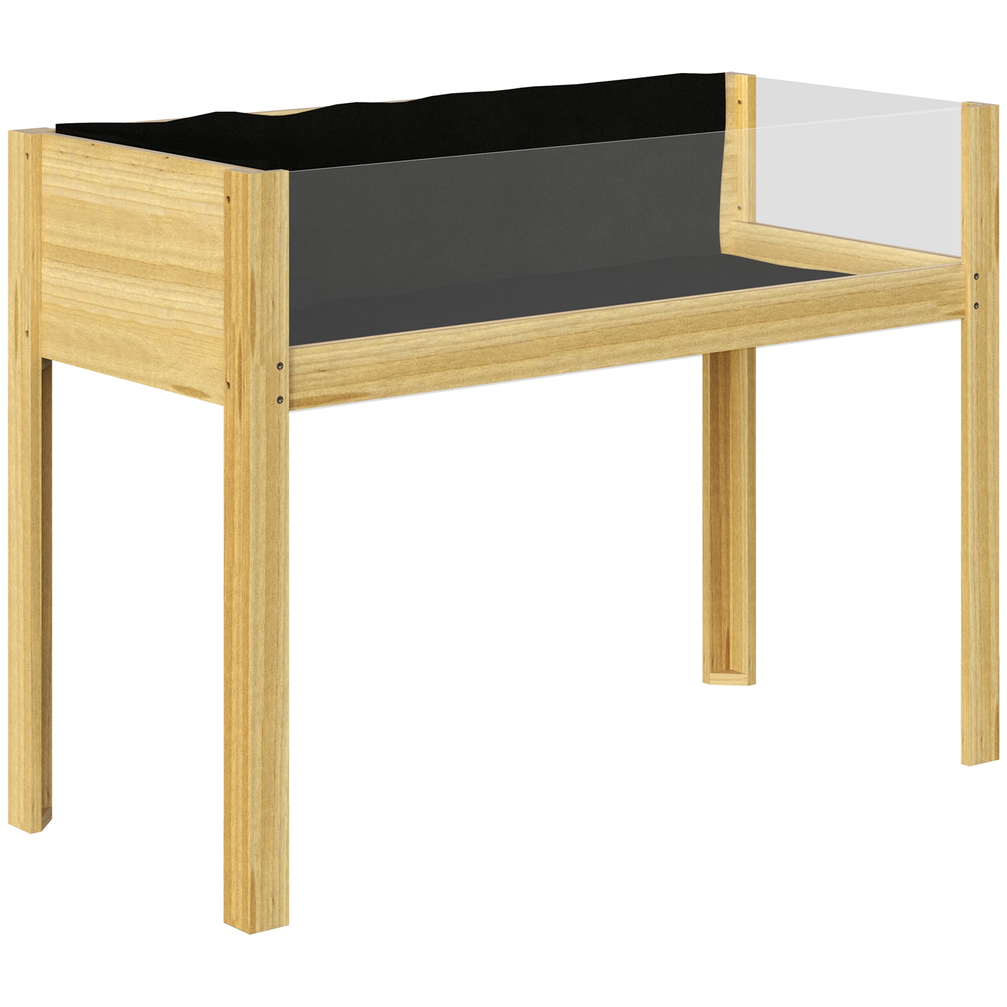 Outsunny Wooden Raised Garden Bed Planter with Acrylic Panels, Elevated Planter Box Outdoor Raised Planter with Drainage Holes for Vegetables Flowers Herbs, 43.3" x 19.7" x 31.5"