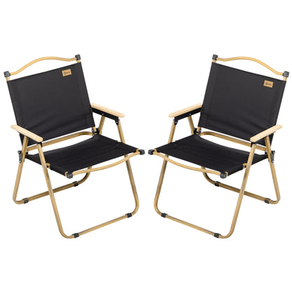 Outsunny Set of 2 Camping Chair, Lightweight Folding Chair, Portable Armchairs, Excellent for Festivals, Fishing, Beach and Hiking, Black