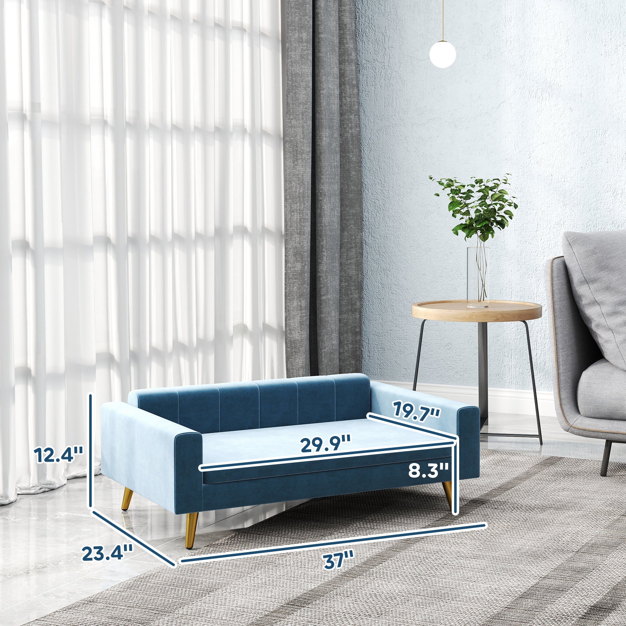 PawHut Dog Sofa, Pet Sofa Bed, Modern Velvety Dog Couch for Small to Medium Dogs, Includes Removable & Washable Cushion, Dark Blue