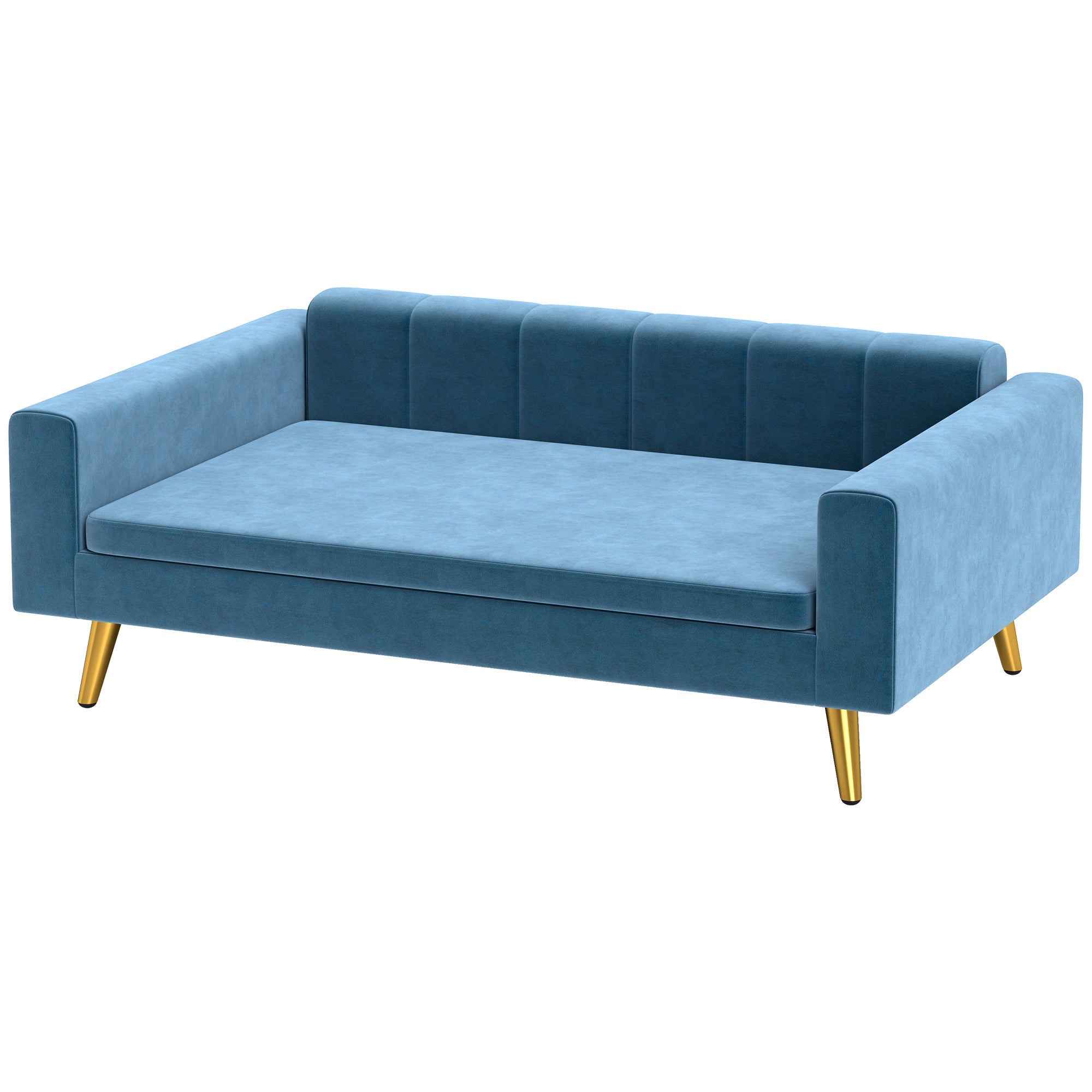 PawHut Dog Sofa, Pet Sofa Bed, Modern Velvety Dog Couch for Small to Medium Dogs, Includes Removable & Washable Cushion, Dark Blue