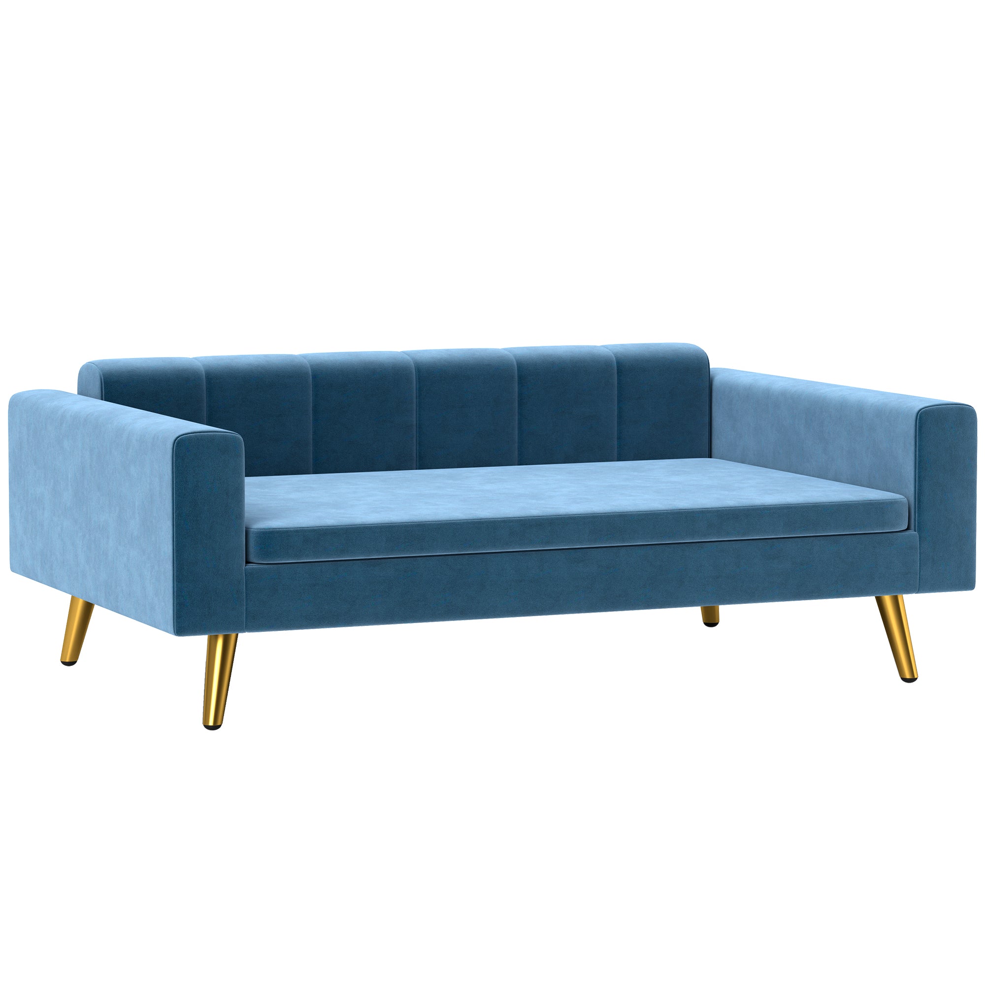 PawHut Dog Sofa, Pet Sofa Bed, Modern Velvety Dog Couch for Small to Medium Dogs, Includes Removable & Washable Cushion, Dark Blue