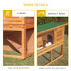 PawHut Wooden Rabbit Hutch Small Animal House Cage 2-Level w/ Run Backyard