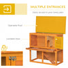 PawHut Wooden Rabbit Hutch Small Animal House Cage 2-Level w/ Run Backyard