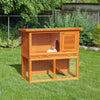 PawHut Wooden Rabbit Hutch Small Animal House Cage 2-Level w/ Run Backyard