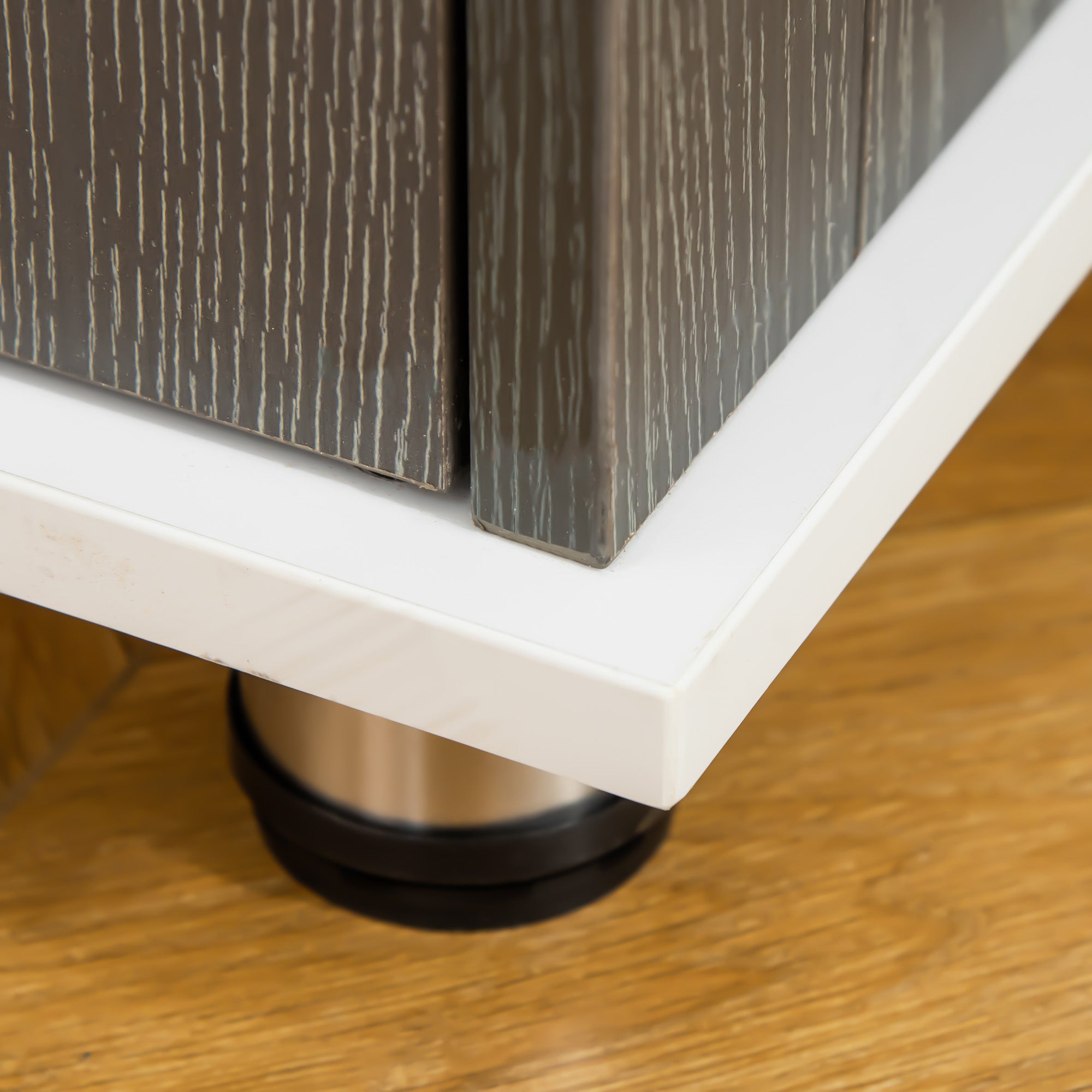 PawHut Dog Crate, Pet Cage Kennel, End Table Furniture Style, Indoor Decorative Dog House, with Wooden Top, Adjustable Feet, for Small Dogs, Grey