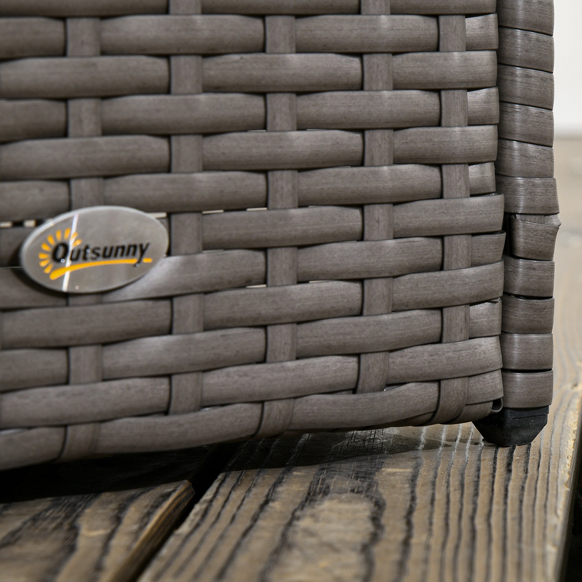 Outsunny Rattan Outdoor Planter with Lattice Trellis for Climbing Plants, Free Standing Wicker Raised Planter Box with Storage for Garden, Patio, Balcony, Porch, Grey