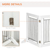 PawHut Freestanding Pet Gate, Folding Dog Gate with 2 Support Feet, 24" High, 3 Panels, for Small Dogs, Puppies, Indoor Use - White