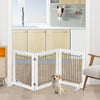 PawHut Freestanding Pet Gate, Folding Dog Gate with 2 Support Feet, 24" High, 3 Panels, for Small Dogs, Puppies, Indoor Use - White