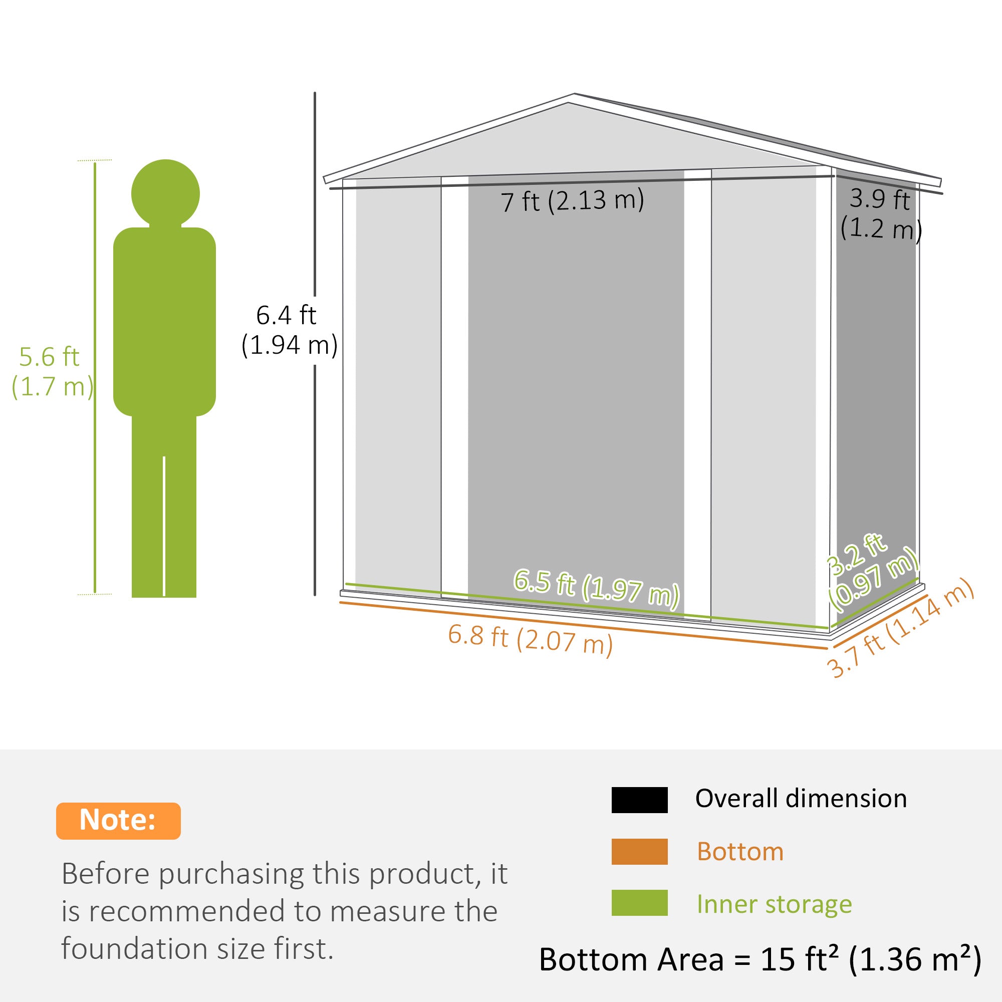 Outsunny 7' x 4' Outdoor Storage Shed, Easy to Assemble, Upgraded Galvanised Steel Frame with Foundation Kit, Double Doors with Lock, Metal Garden Shed with Vents Gloves, Dark Grey