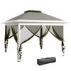 Outsunny 11' x 11' Pop Up Canopy, Double Roof Foldable Canopy Tent with Zipper Mesh Sidewalls, Height Adjustable and Carrying Bag, Event Tent for Patio Garden Backyard, Dark Grey