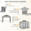 Outsunny 11' x 11' Pop Up Canopy, Double Roof Foldable Canopy Tent with Zipper Mesh Sidewalls, Height Adjustable and Carrying Bag, Event Tent for Patio Garden Backyard, Dark Grey