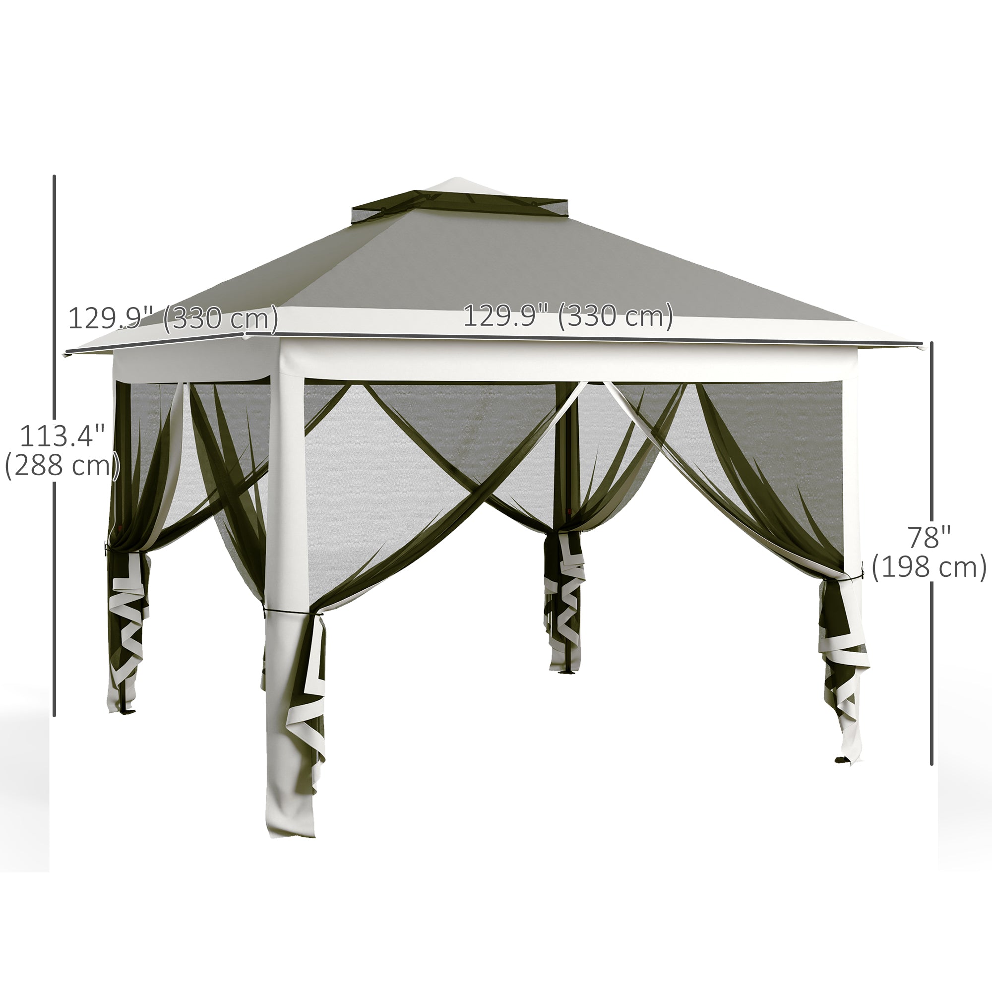 Outsunny 11' x 11' Pop Up Canopy, Double Roof Foldable Canopy Tent with Zipper Mesh Sidewalls, Height Adjustable and Carrying Bag, Event Tent for Patio Garden Backyard, Dark Grey