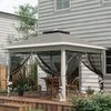 Outsunny 11' x 11' Pop Up Canopy, Double Roof Foldable Canopy Tent with Zipper Mesh Sidewalls, Height Adjustable and Carrying Bag, Event Tent for Patio Garden Backyard, Dark Grey