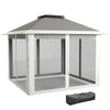 Outsunny 11' x 11' Pop Up Canopy, Double Roof Foldable Canopy Tent with Zipper Mesh Sidewalls, Height Adjustable and Carrying Bag, Event Tent for Patio Garden Backyard, Dark Grey