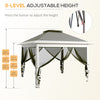 Outsunny 11' x 11' Pop Up Canopy, Double Roof Foldable Canopy Tent with Zipper Mesh Sidewalls, Height Adjustable and Carrying Bag, Event Tent for Patio Garden Backyard, Dark Grey