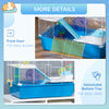 PawHut Hamster Cage, Small Animal House, 3-Level Guinea Pig Cage Gerbil Haven, Tunnel Tube System, with Water Bottle, Exercise Wheel, Food Dish, Ramps, Blue