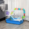 PawHut Hamster Cage, Small Animal House, 3-Level Guinea Pig Cage Gerbil Haven, Tunnel Tube System, with Water Bottle, Exercise Wheel, Food Dish, Ramps, Blue