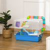 PawHut Hamster Cage, Small Animal House, 3-Level Guinea Pig Cage Gerbil Haven, Tunnel Tube System, with Water Bottle, Exercise Wheel, Food Dish, Ramps, Blue