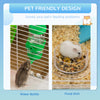 PawHut Hamster Cage, Small Animal House, 3-Level Guinea Pig Cage Gerbil Haven, Tunnel Tube System, with Water Bottle, Exercise Wheel, Food Dish, Ramps, Blue