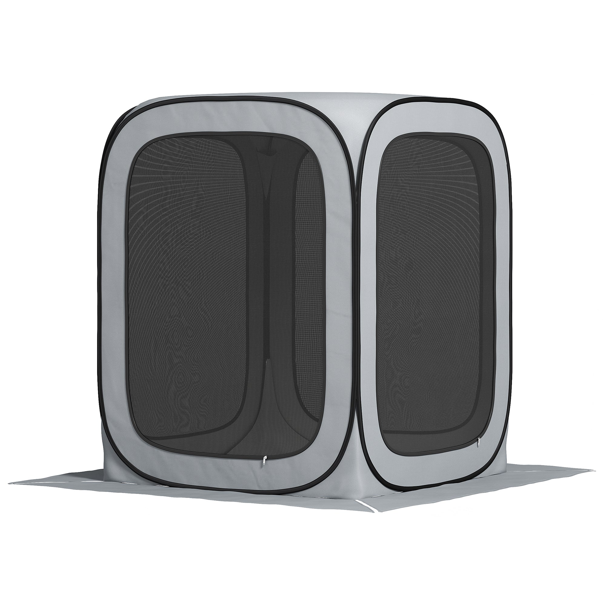 Outsunny 6 x 6ft Pop Up Screen Tent, Portable Camping Gazebo Screen House with UPF50+ Oxford Cloth and Carry Bag for Patio, Backyard, Deck and Outdoor Activities, Light Grey