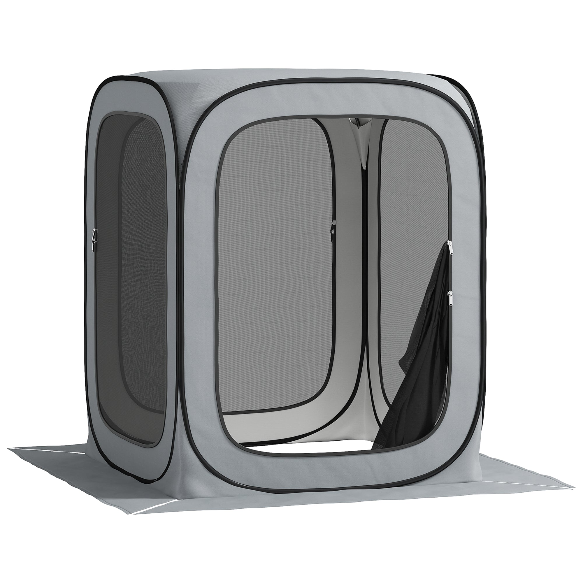 Outsunny 6 x 6ft Pop Up Screen Tent, Portable Camping Gazebo Screen House with UPF50+ Oxford Cloth and Carry Bag for Patio, Backyard, Deck and Outdoor Activities, Light Grey