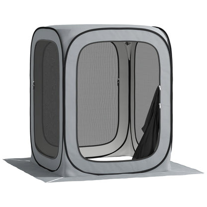 Outsunny 6 x 6ft Pop Up Screen Tent, Portable Camping Gazebo Screen House with UPF50+ Oxford Cloth and Carry Bag for Patio, Backyard, Deck and Outdoor Activities, Light Grey