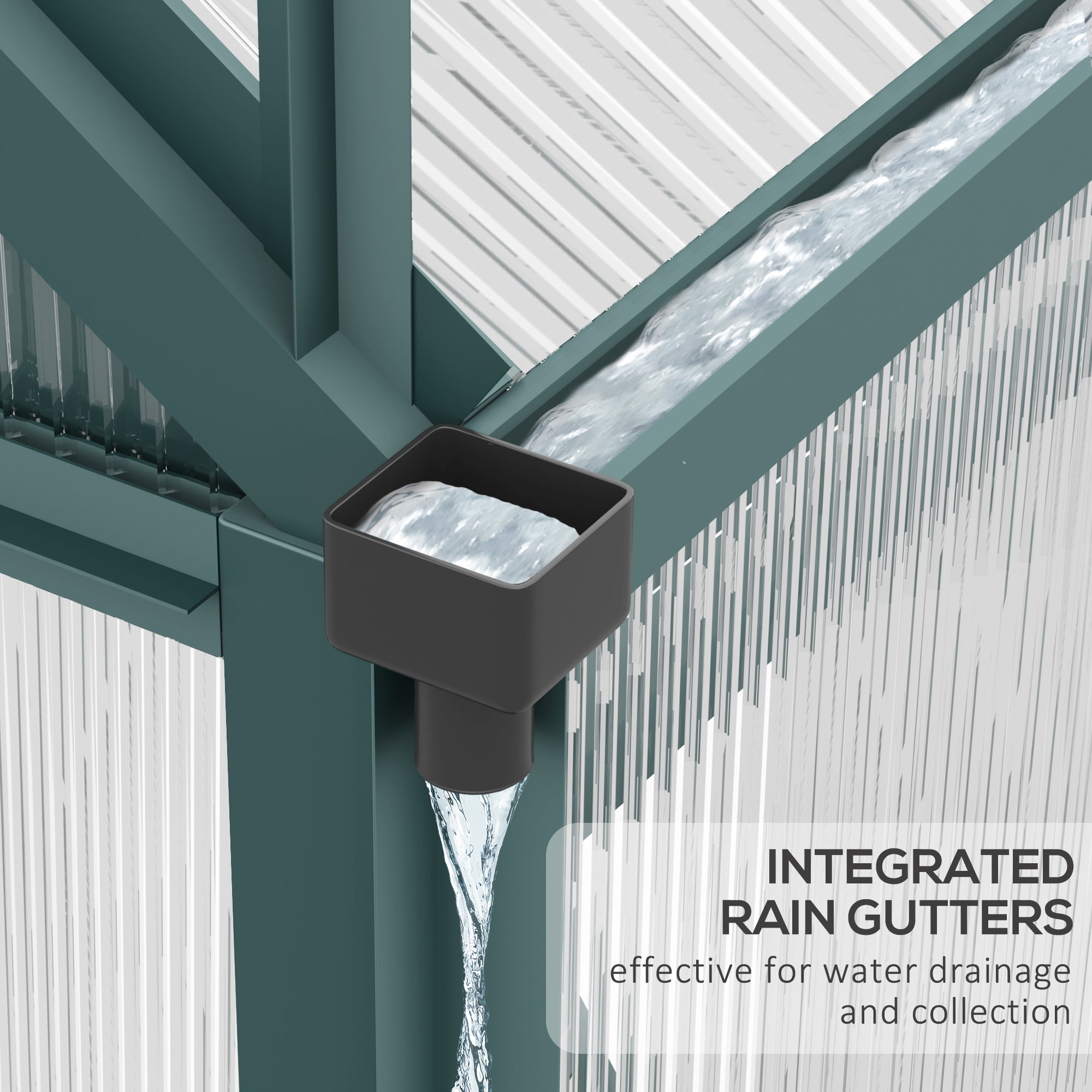 Outsunny 6' x 10' x 6.6' Polycarbonate Greenhouse, Walk-In Green House Kit Garden, Plants Grow, Galvanized Sheet Aluminum Frame with Rain Gutter, Vents and Sliding Door, Green