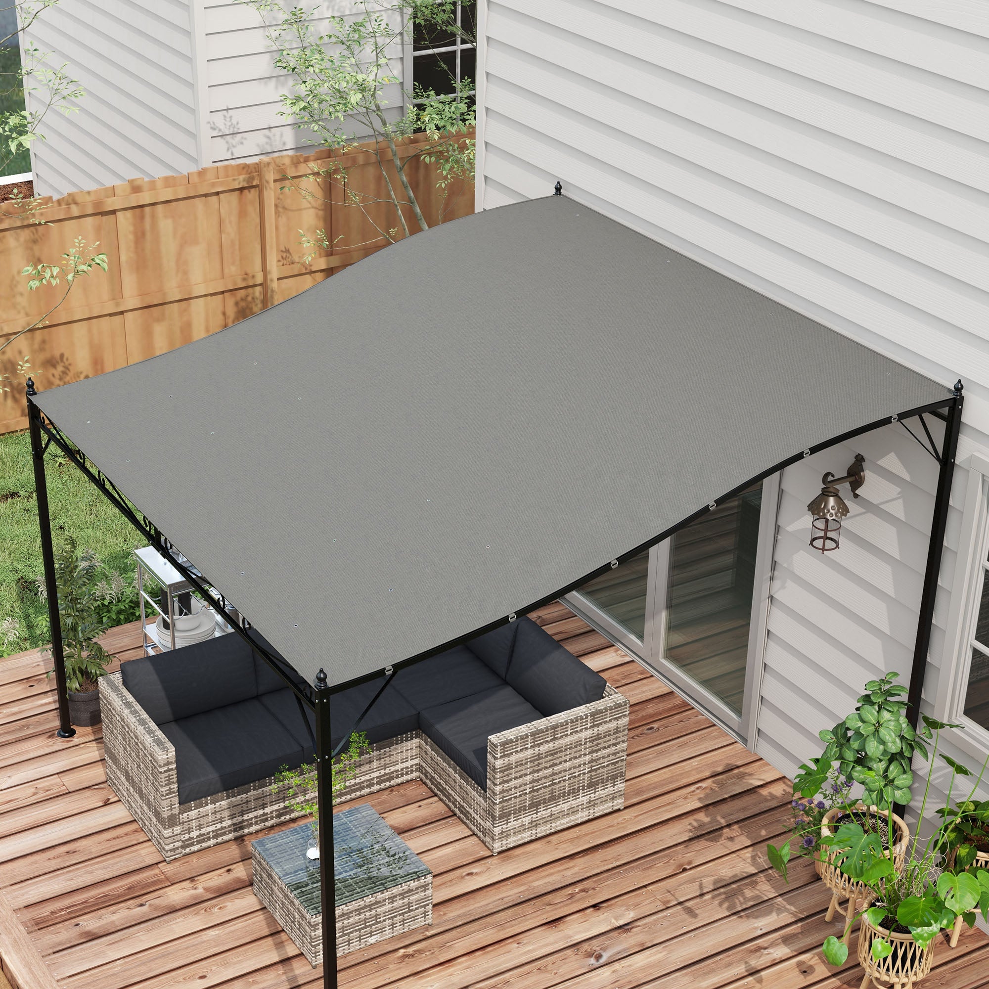 Outsunny 3.8 x 3.8 ft Pergola Canopy Replacement, Pergola Shade Canopy with Drainage Holes, Easy to Install, for 10' x 10' Pergola (Outsunny 84C-038 Series), Dark Grey