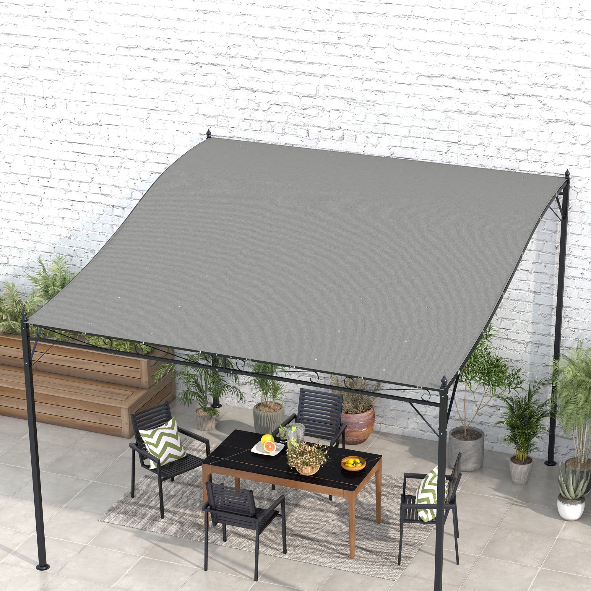 Outsunny 3.8 x 3.8 ft Pergola Canopy Replacement, Pergola Shade Canopy with Drainage Holes, Easy to Install, for 10' x 10' Pergola (Outsunny 84C-038 Series), Dark Grey