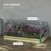 Outsunny 12 Pockets Raised Garden Bed with Greenhouse and Roll Up Windows, Wooden Planter Box Kit with Cover, Dual Use for Vegetables, Flowers, 4' x 3' x 2', Natural Wood