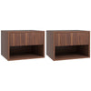 HOMCOM Floating Nightstand Set of 2, Wall Mounted Bedside Table with Drawer and Shelf, End Table for Bedroom, Brown