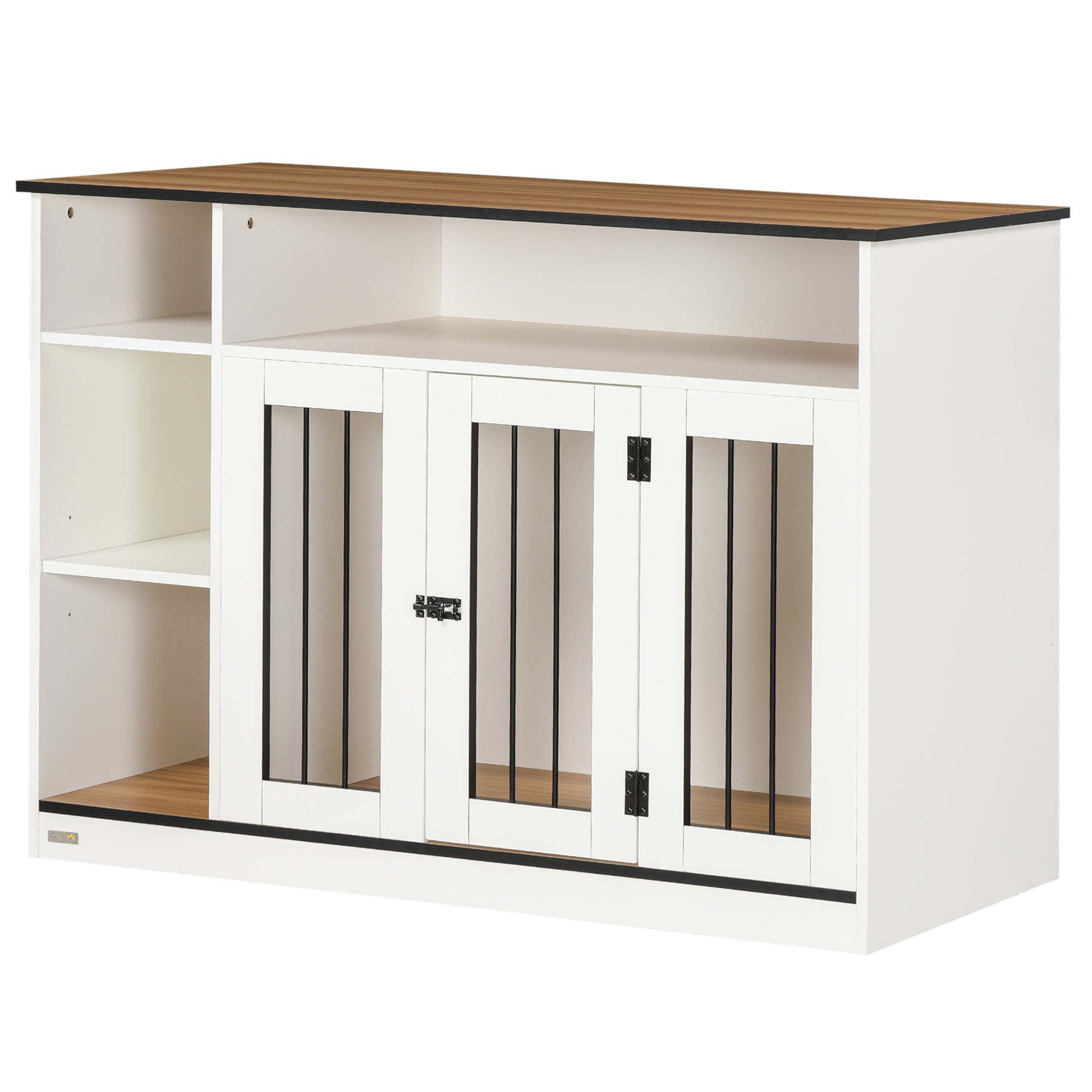 PawHut Dog Crate Furniture with Adjustable Shelf, Dog Kennel End Table, Indoor Pet Crate for Medium and Large Dogs, with Large Flat Surface, 47" x 23.5" x 35", White