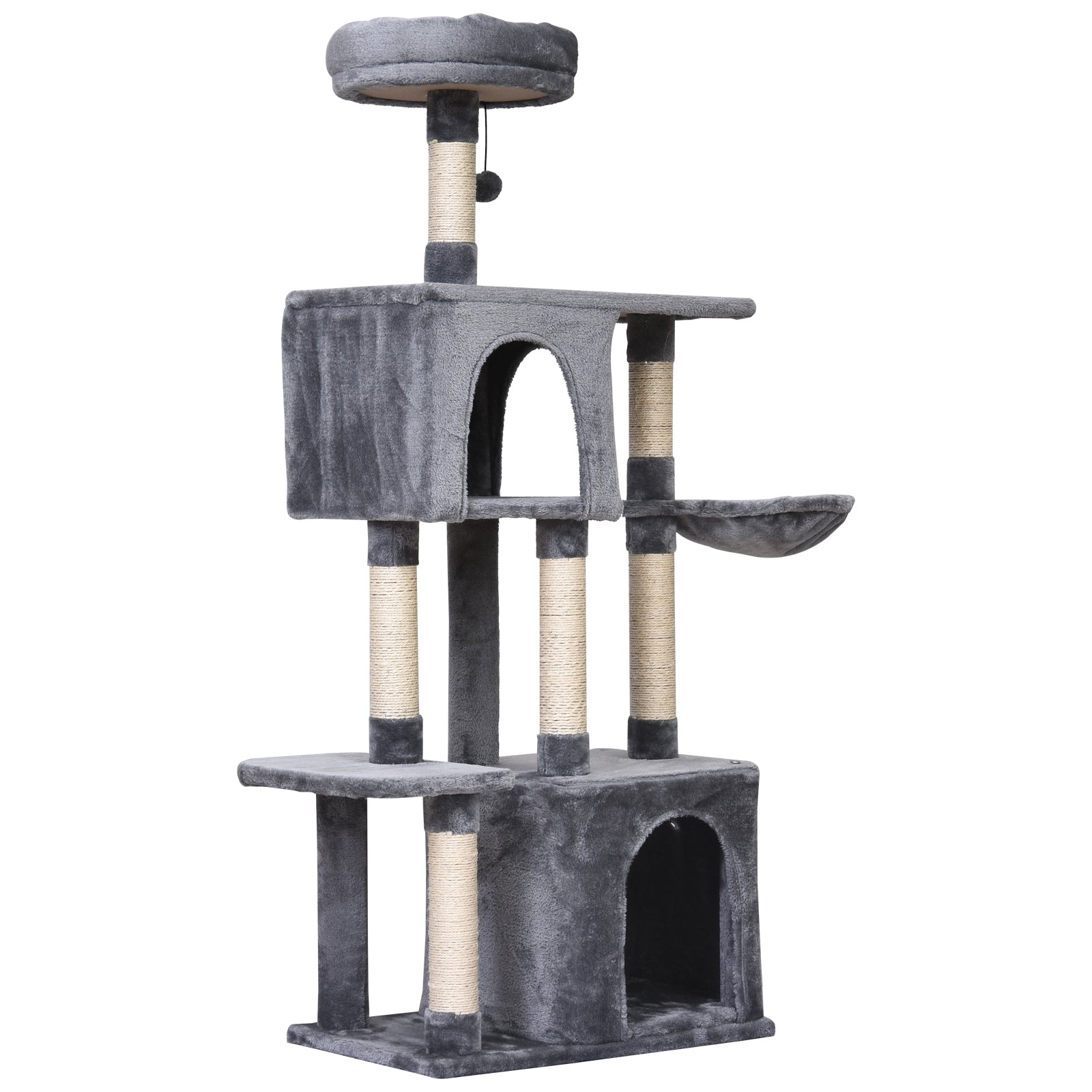 PawHut 57"H Multi-Level Cat Tree Scratcher Kitty Activity Center Condos