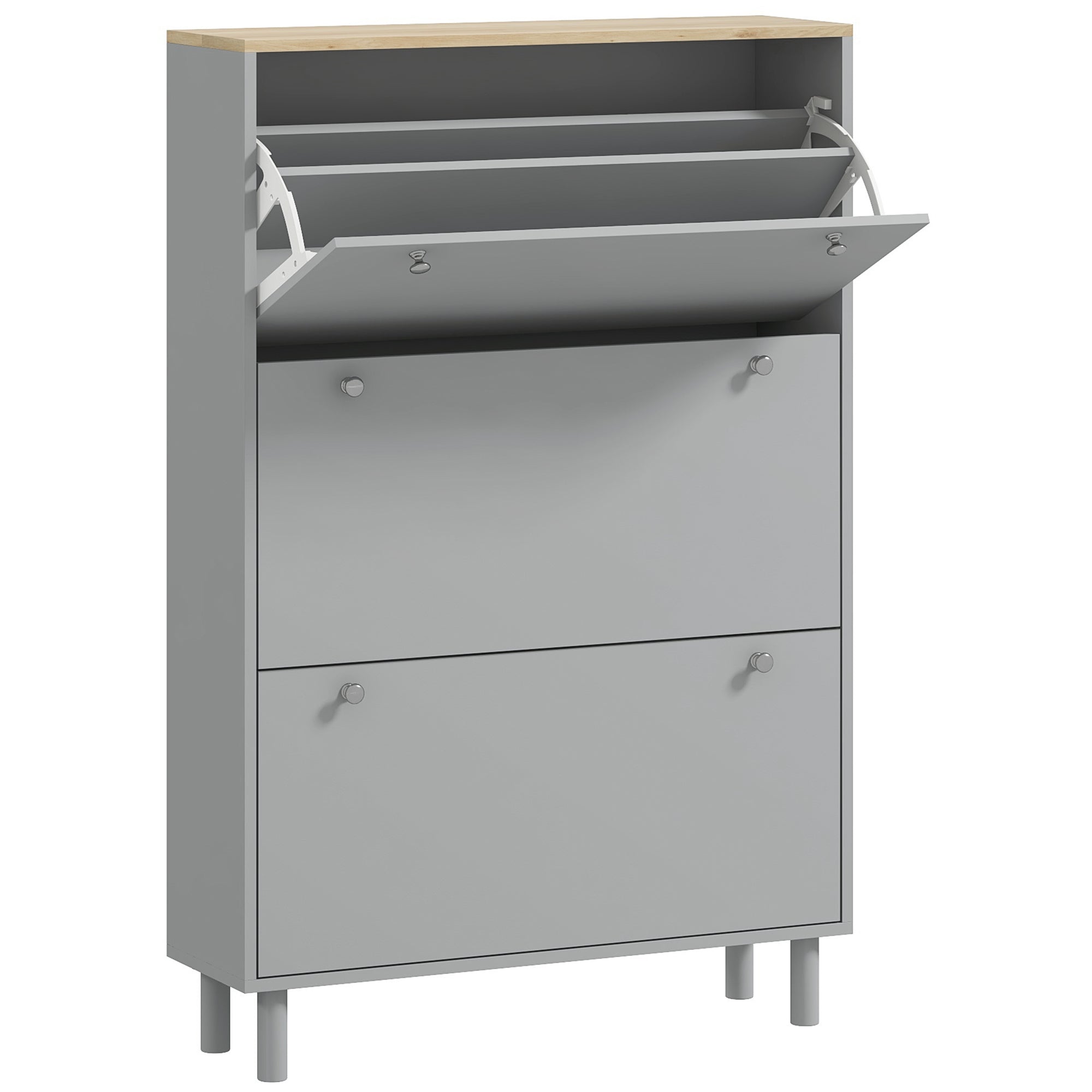 HOMCOM Shoe Cabinet, Narrow Shoe Storage Cabinet with 3 Flip Drawers and Adjustable Shelves for 24 Pairs of Shoes for Entryway, Hallway, Grey