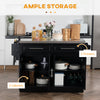 HOMCOM Kitchen Island with Storage, Rolling Kitchen Cart on Wheels with Stainless Steel Top, 2 Drawers, 2 Cabinets, Spice Rack, Knife and Towel Rack, Black