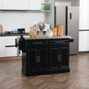 HOMCOM Kitchen Island with Storage, Rolling Kitchen Cart on Wheels with Stainless Steel Top, 2 Drawers, 2 Cabinets, Spice Rack, Knife and Towel Rack, Black