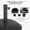 Outsunny 44 lbs Cement Umbrella Base Holder 19" Heavy Duty Round Parasol Stand for Patio, Outdoor, Backyard, Black