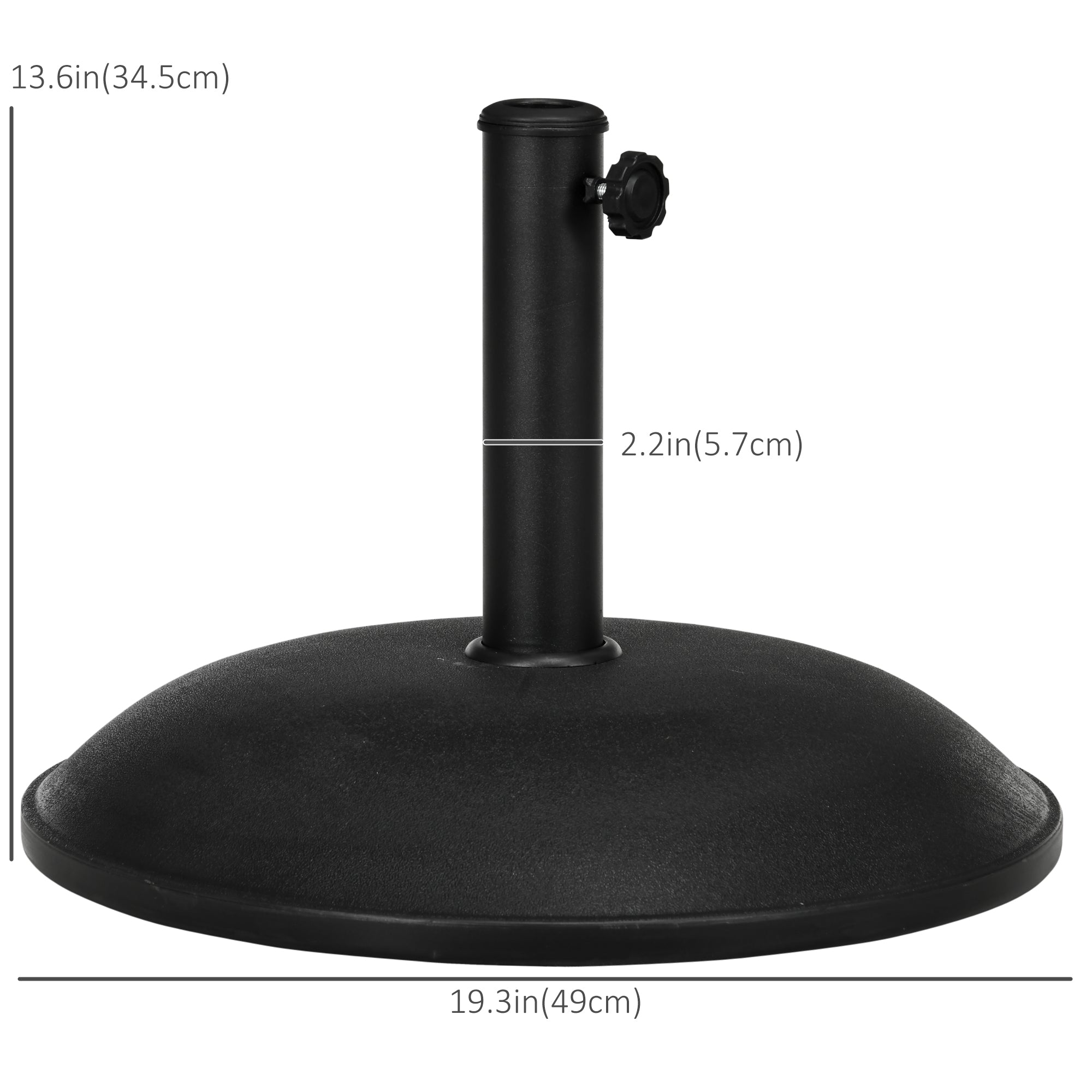 Outsunny 44 lbs Cement Umbrella Base Holder 19" Heavy Duty Round Parasol Stand for Patio, Outdoor, Backyard, Black