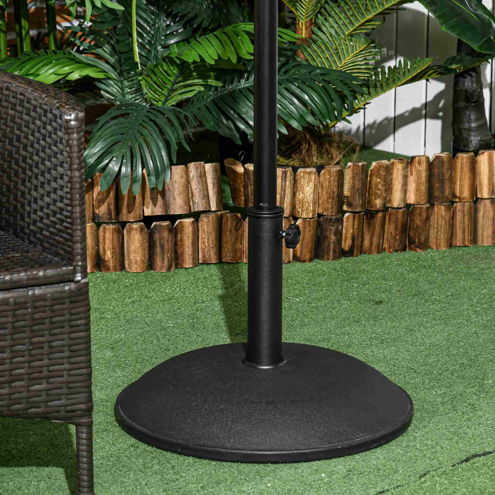 Outsunny 44 lbs Cement Umbrella Base Holder 19" Heavy Duty Round Parasol Stand for Patio, Outdoor, Backyard, Black