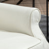 HOMCOM Push Back Recliner Chair, Fabric Reclining Chair, Tufted Wingback Chair with Nail Head Trim, Footrest, Solid Wood Legs for Living Room, Cream White