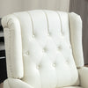 HOMCOM Push Back Recliner Chair, Fabric Reclining Chair, Tufted Wingback Chair with Nail Head Trim, Footrest, Solid Wood Legs for Living Room, Cream White
