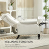 HOMCOM Push Back Recliner Chair, Fabric Reclining Chair, Tufted Wingback Chair with Nail Head Trim, Footrest, Solid Wood Legs for Living Room, Cream White