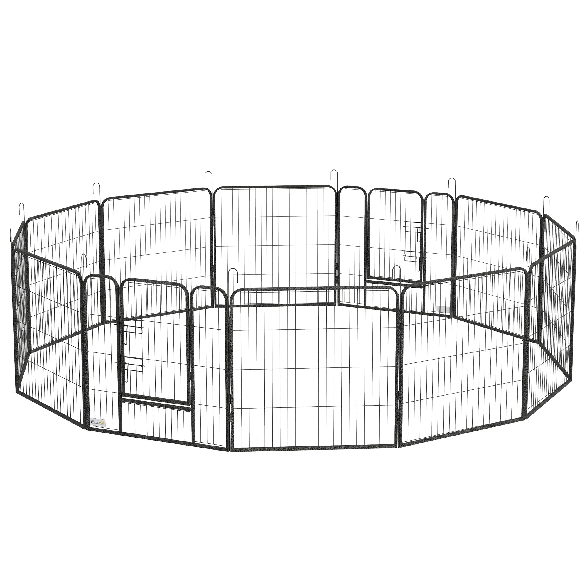 PawHut Dog Playpen, Heavy-duty Metal Puppy Play Pen, Pet Exercise Fences for Outside and Indoor, DIY Design with Door for Multiple Dogs, 12 Panels, 31.5"H