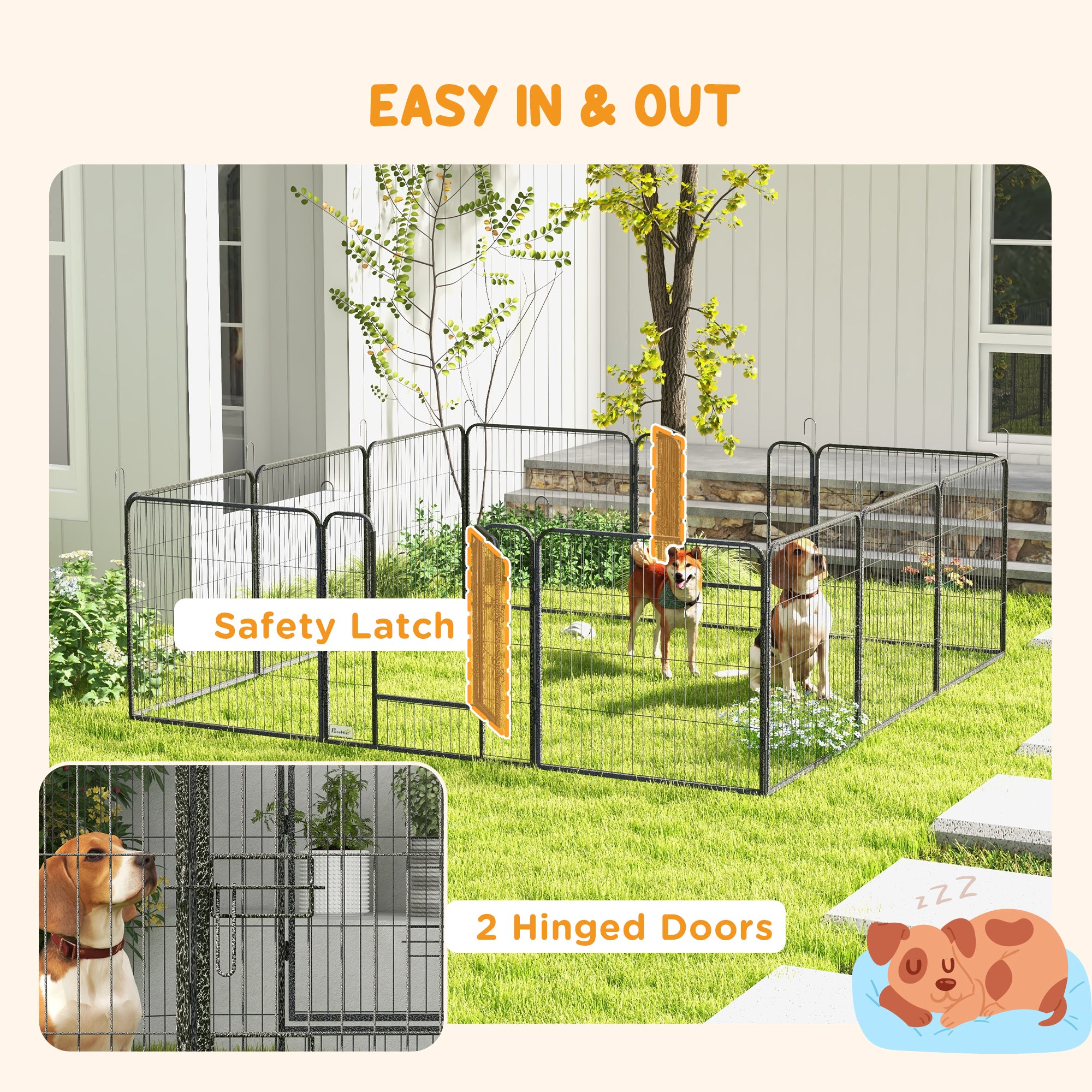 PawHut Dog Playpen, Heavy-duty Metal Puppy Play Pen, Pet Exercise Fences for Outside and Indoor, DIY Design with Door for Multiple Dogs, 12 Panels, 31.5"H