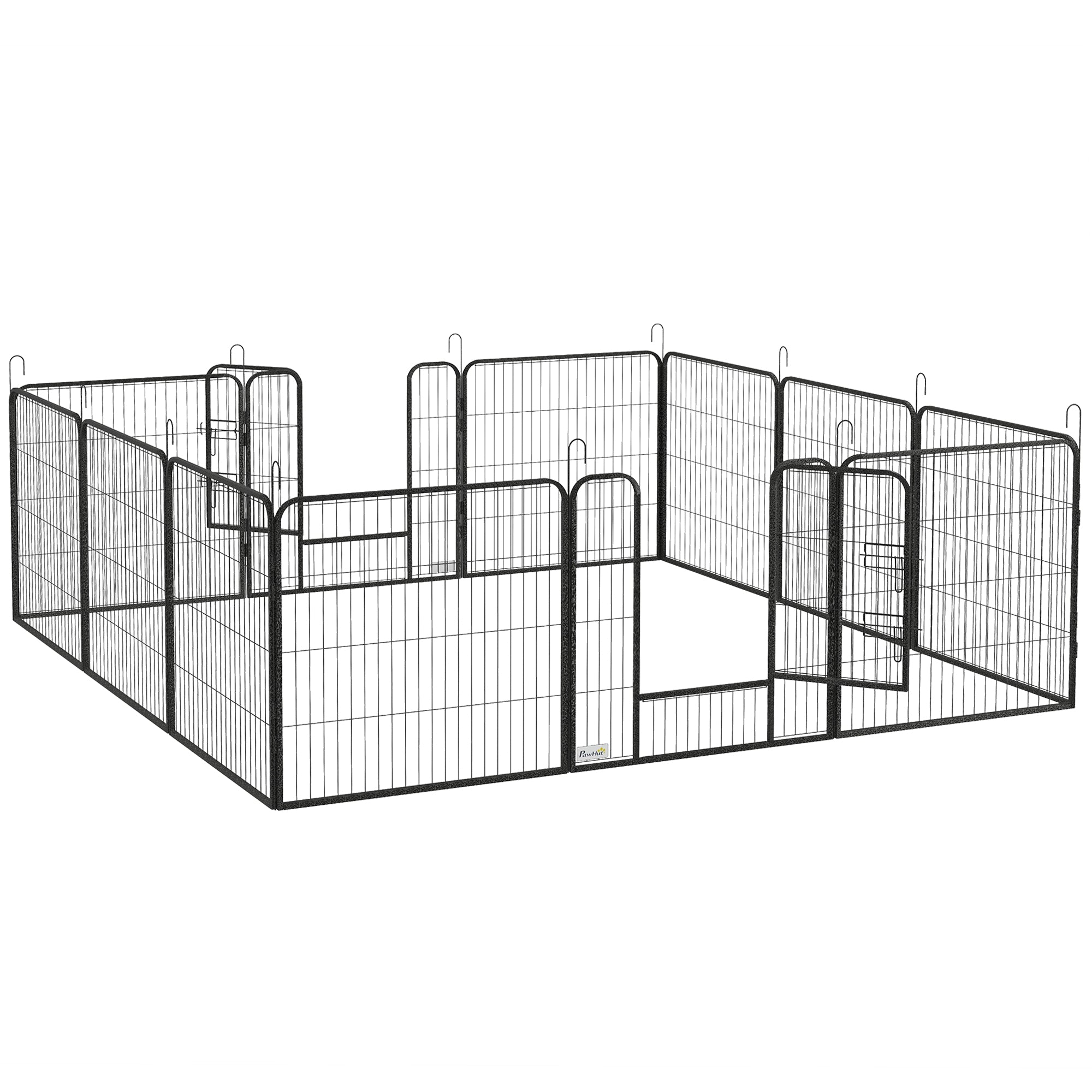 PawHut Dog Playpen, Heavy-duty Metal Puppy Play Pen, Pet Exercise Fences for Outside and Indoor, DIY Design with Door for Multiple Dogs, 12 Panels, 31.5"H