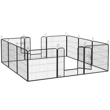 PawHut Dog Playpen, Heavy-duty Metal Puppy Play Pen, Pet Exercise Fences for Outside and Indoor, DIY Design with Door for Multiple Dogs, 12 Panels, 31.5"H