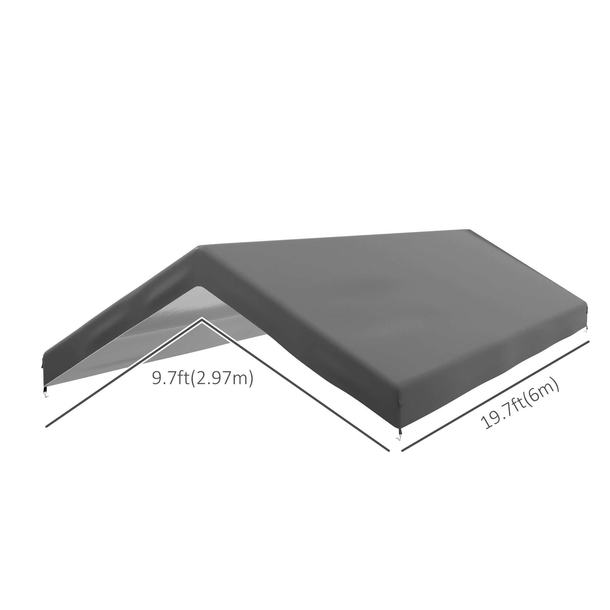 Outsunny 10 x 20 ft Carport Replacement Canopy Cover, UV Resistant Garage Car Cover with Ball Bungee Cords, Dark Grey, (Only Cover)